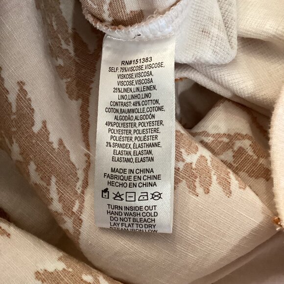 Current Air Anthropologie Womens Top Size XS XSmall Smocked Collar Tan Botanical - Picture 8 of 8